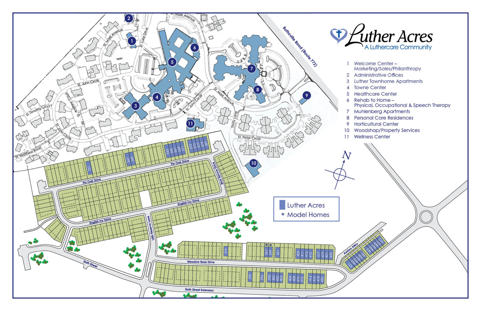 Map of Luther Acres and the new cottage neighborhood